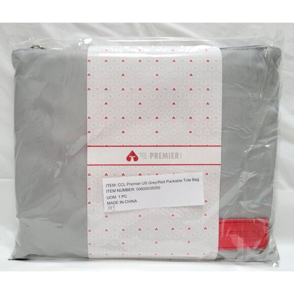 Carnival Cruise Line Premier US Grey Red Packable Tote Bag Zipper 1 Piece - Picture 1 of 6